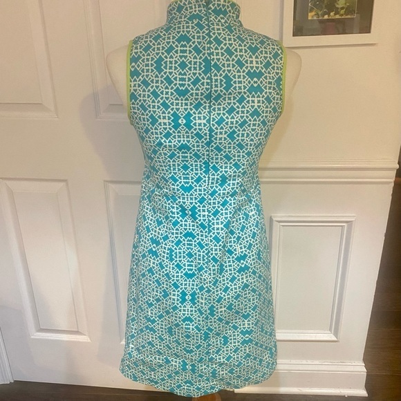 Eliza J Teal & Lime Geometric Pattern Shift Dress - Picture 3 of 8